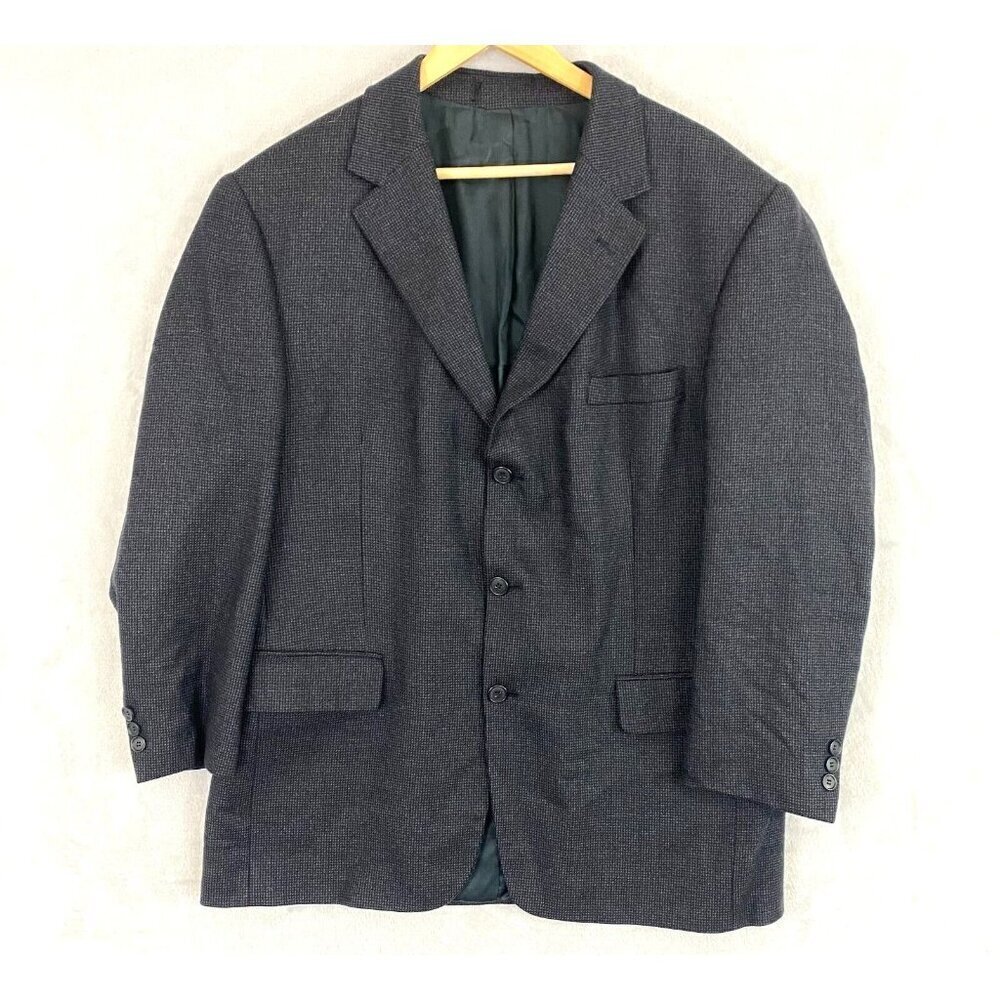 Chereskin Lambswool Blazer Sport Coat Mens 44 R Gray Blue Suit Jacket 2 Button